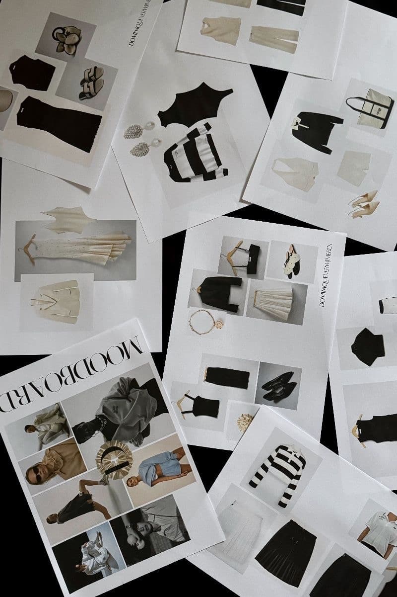 Womenswear moodboard and curation sheets