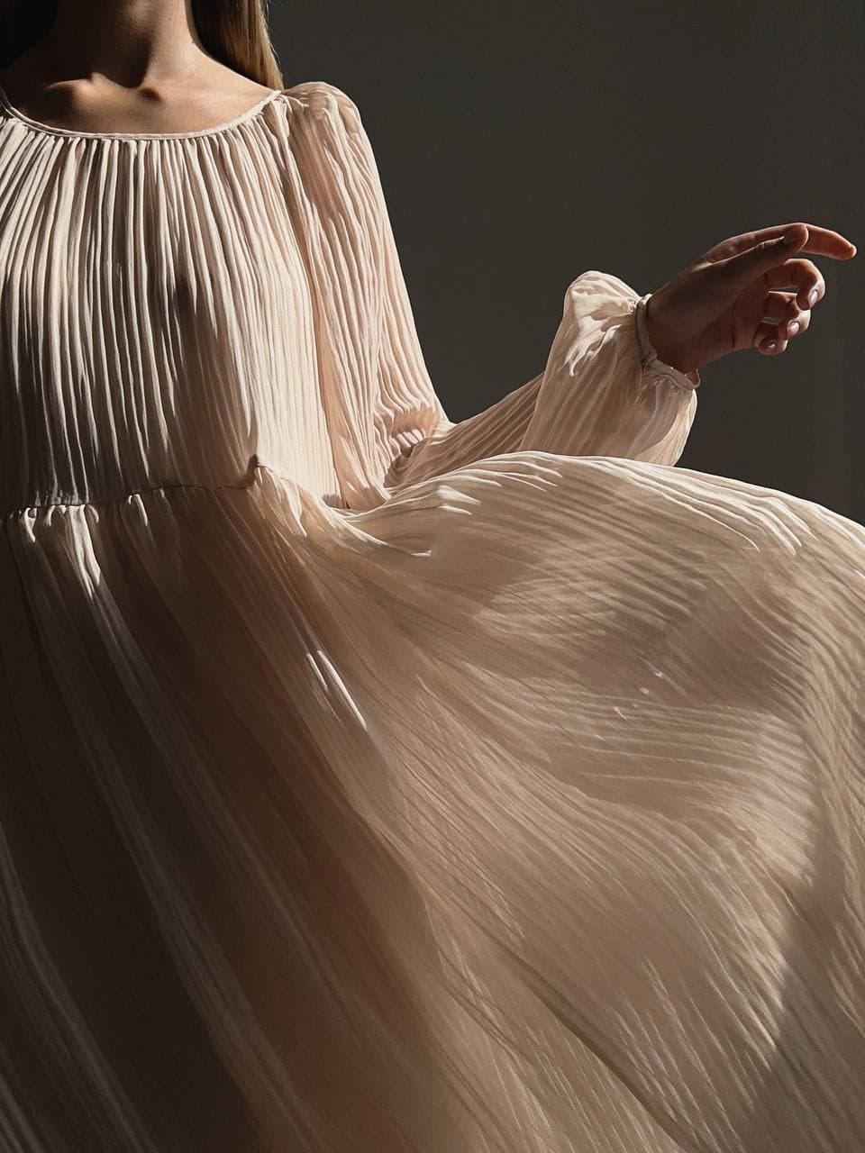 Ivory dress, studio still